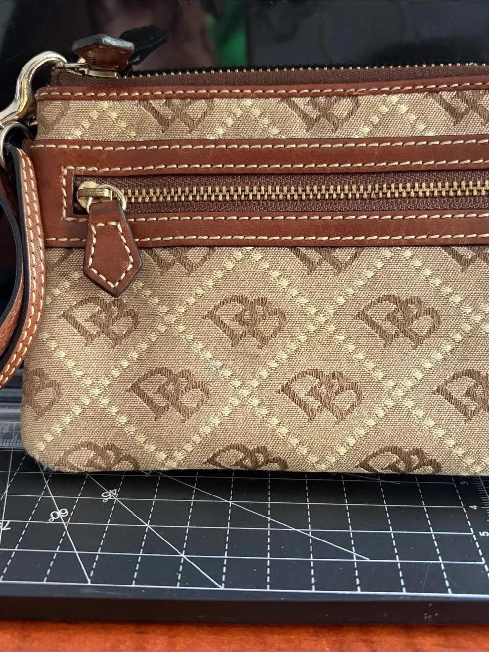 DOONEY & BURKE Brown Monogram Canvas Men's Zip Pouch